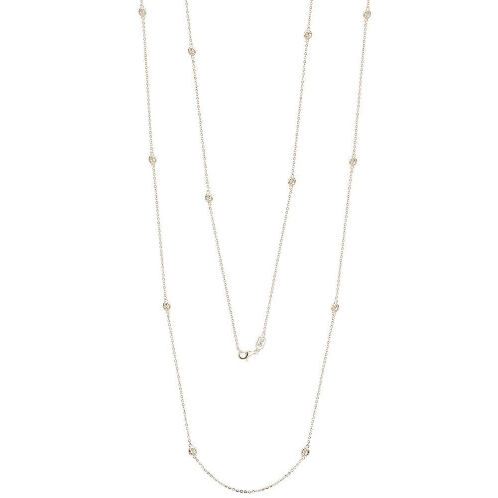 Suzy Levian 14k Yellow Gold 2 CTTW Bezel Diamond Station Necklace (36 inch)