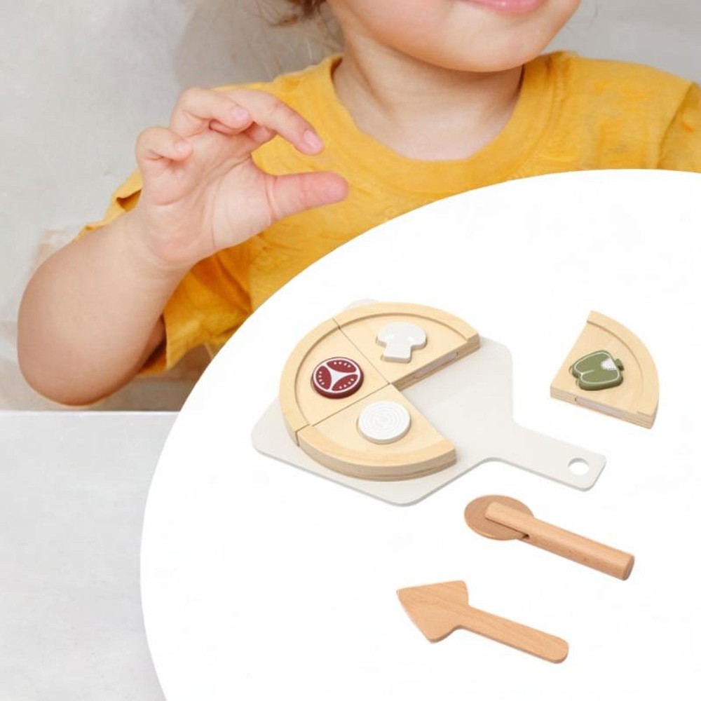 Wooden Pizza Play Set for Kids Ages 3-8 - Educational Kitchen Toy  