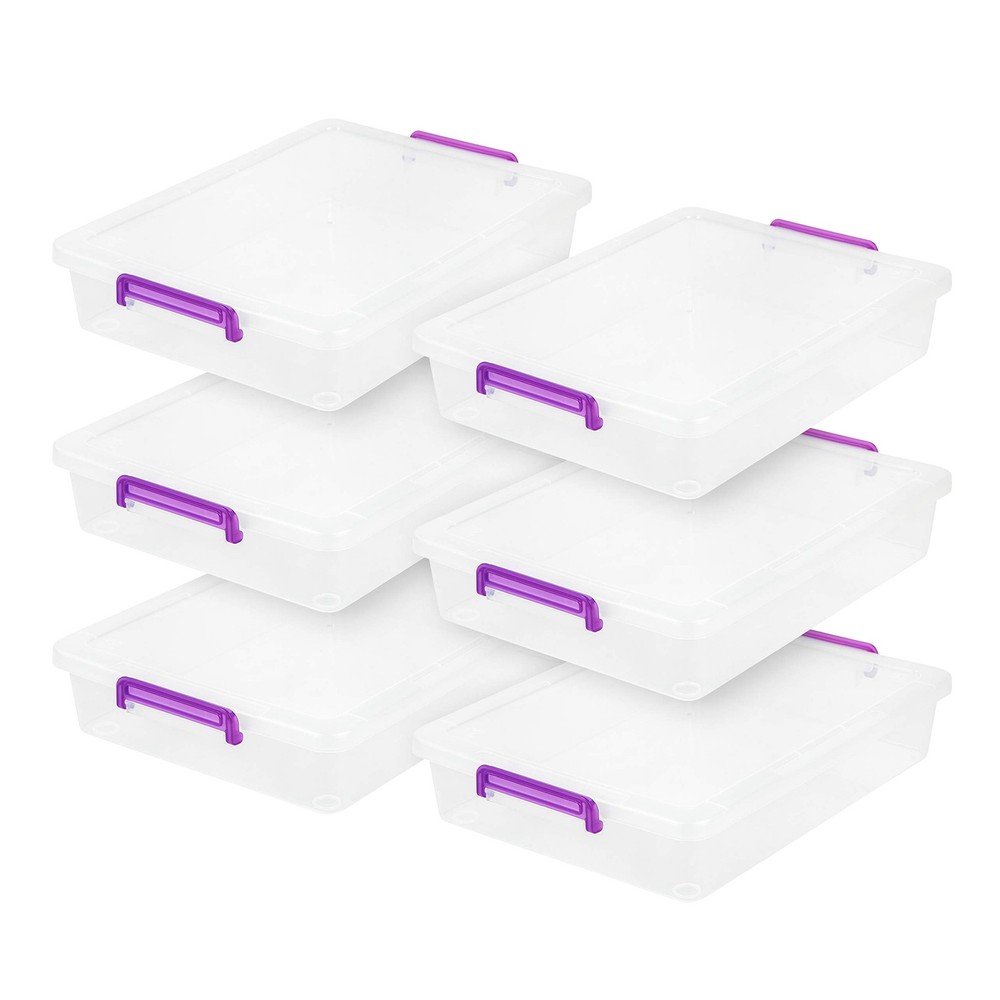 USA 6-Pack 6 Qt Plastic Storage Bins with Lids for Craft Organization