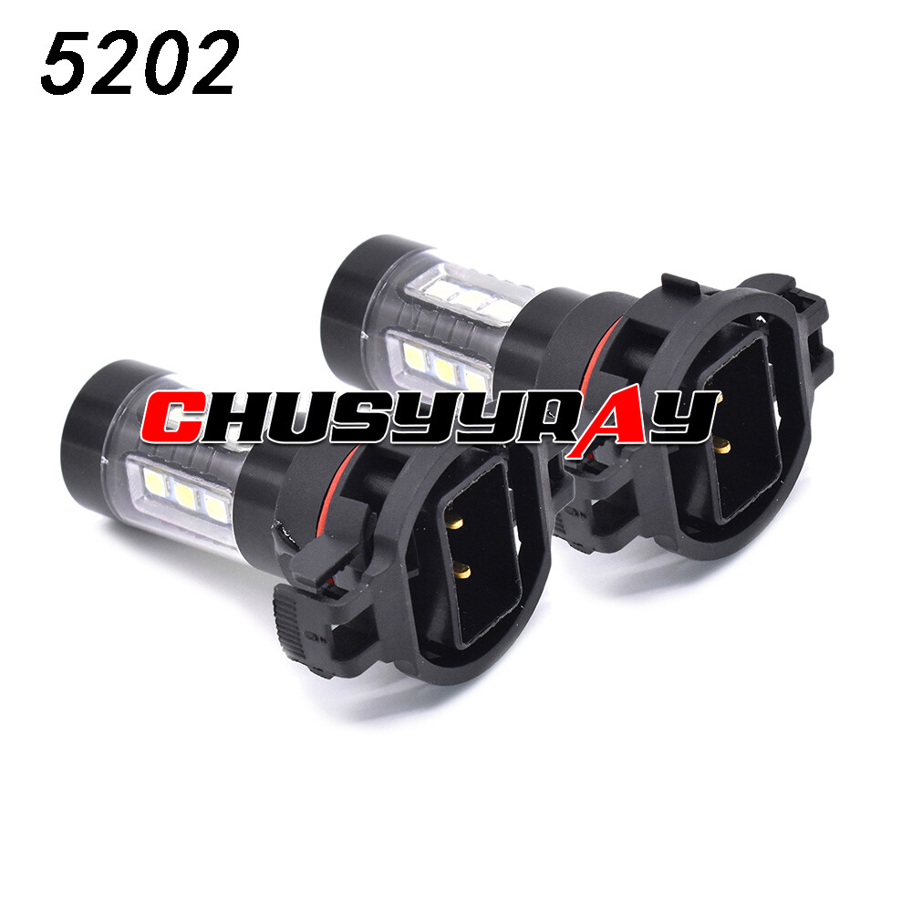 5202 H16 LED Fog Light Bulbs 6000K White 16000LM High Power Pair