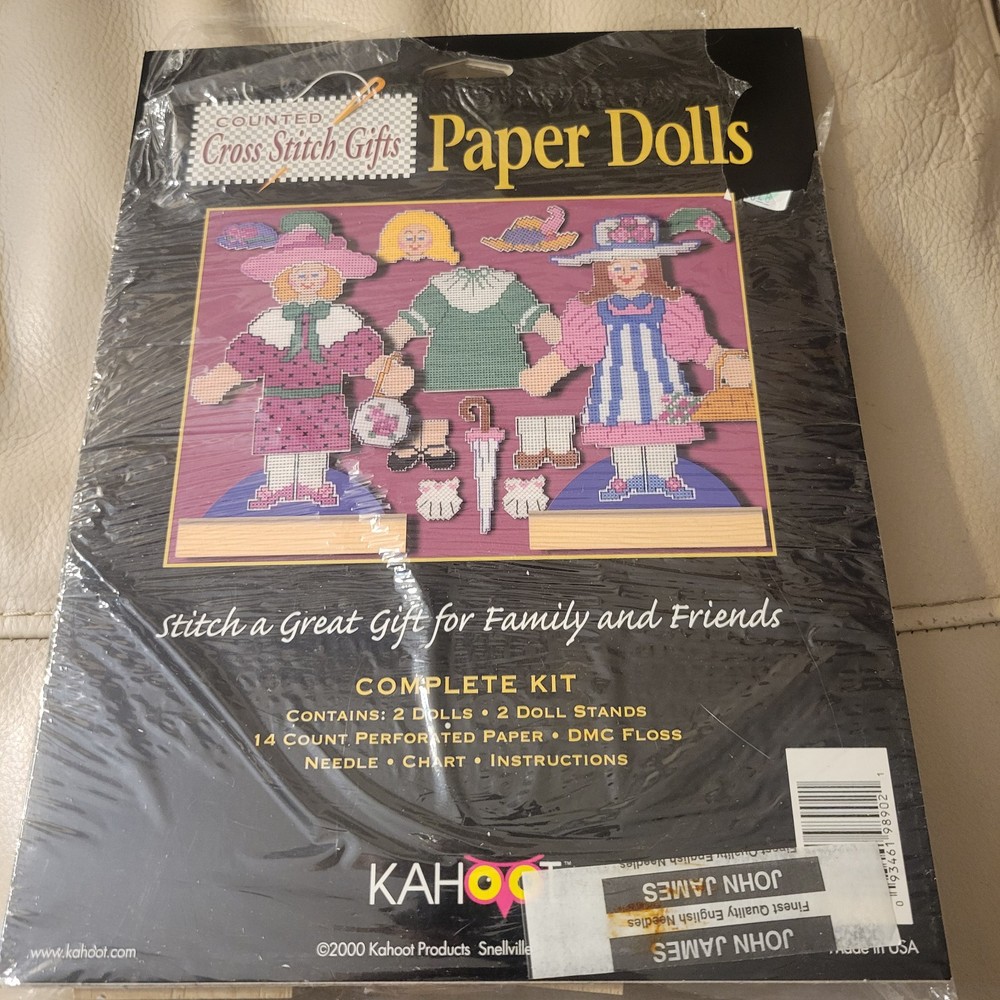 KAHOOT Counted Cross Stitch Kit on Perforated Paper VICTORIAN PAPER DOLLS/STANDS