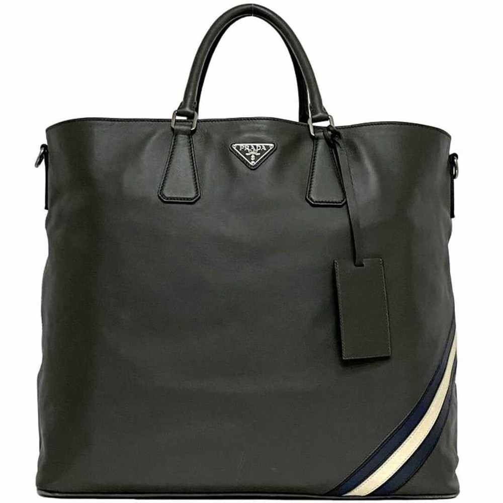 Rare Prada Gray Saffiano Leather Tote Bag Excellent Condition