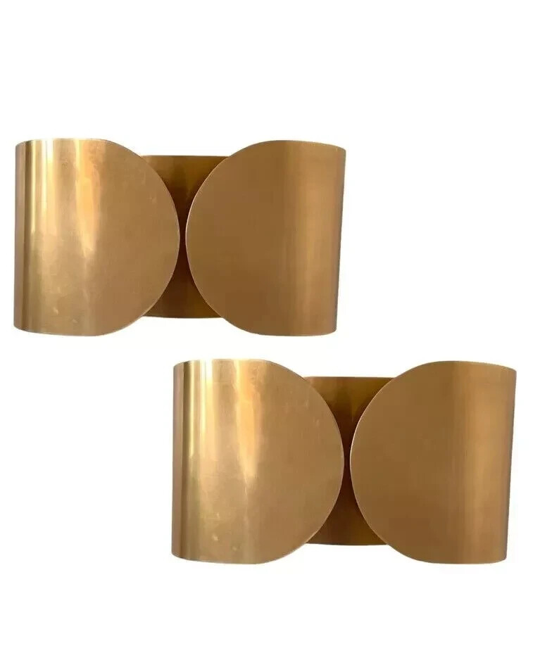 Mid Century Raw Brass Sputnik Italian Wall Sconce Pair