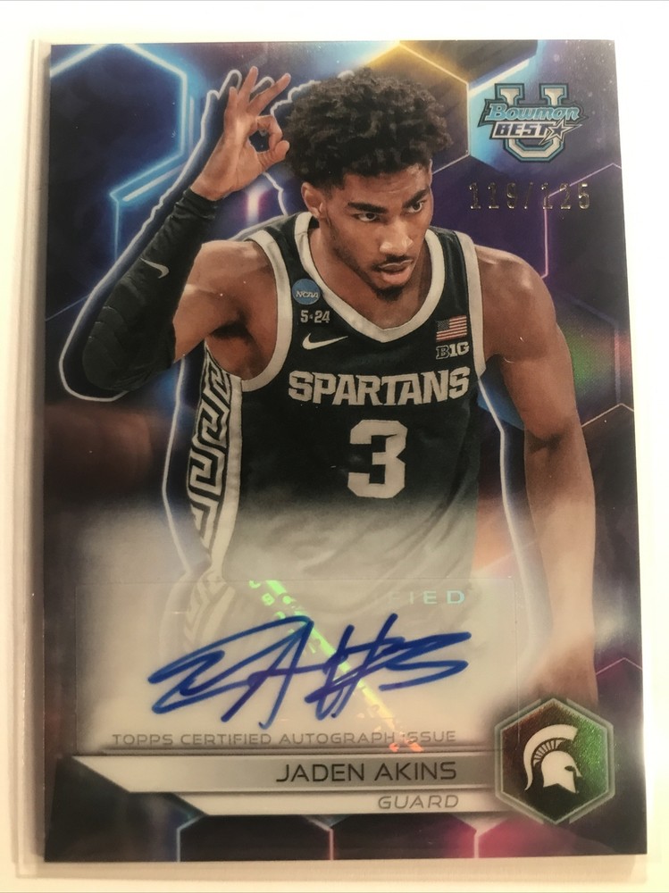 Jaden Akins 2023-24 Bowmans Best U RC ROOKIE RC AUTO REFRACTOR MSU SPARTANS /125