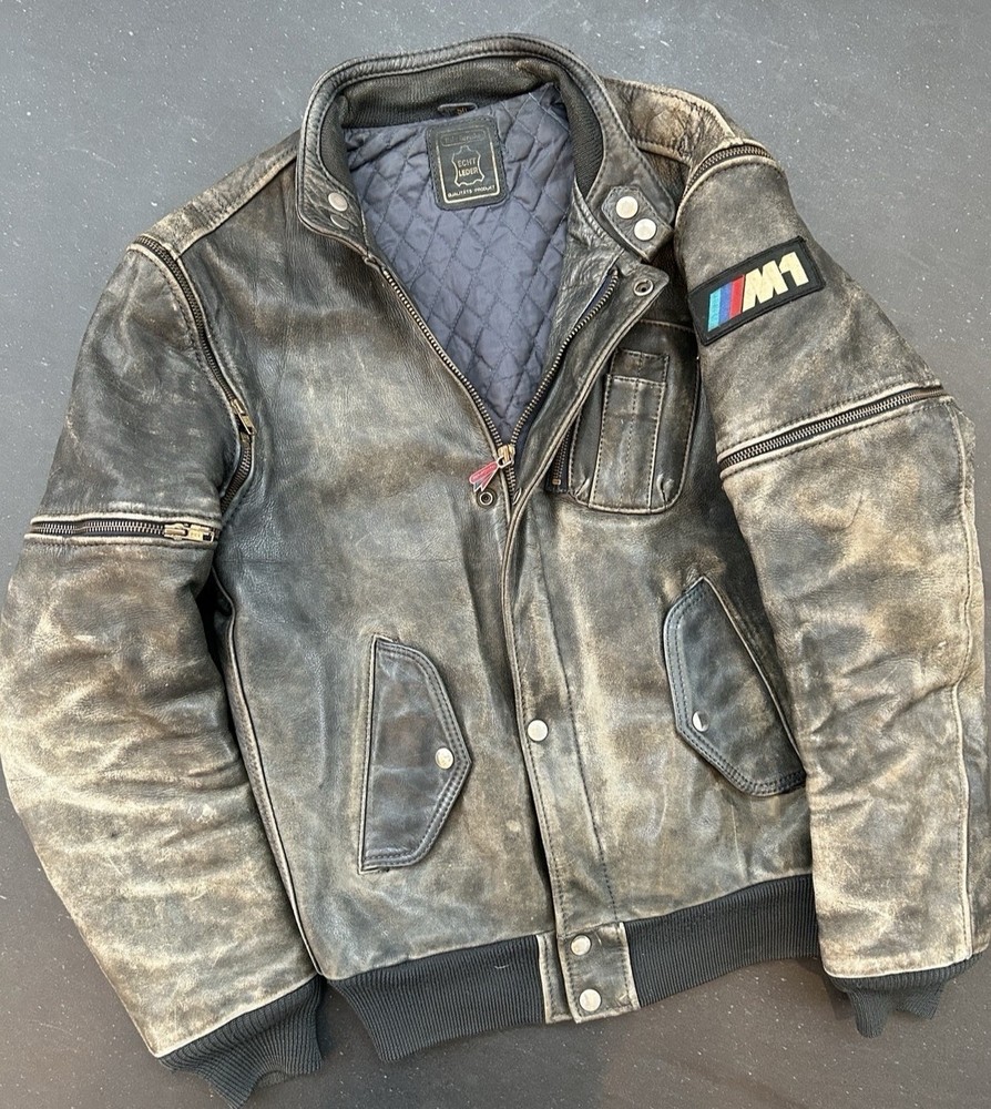 True Vintage BMW M1 Collectors Hein Gericke Leather Jacket Gorgeous Patina Fade