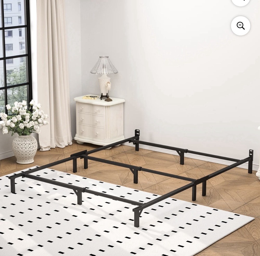 King Size Heavy Duty Metal Bed Frame, Headboard Compatible, Black, 76x80x14 in