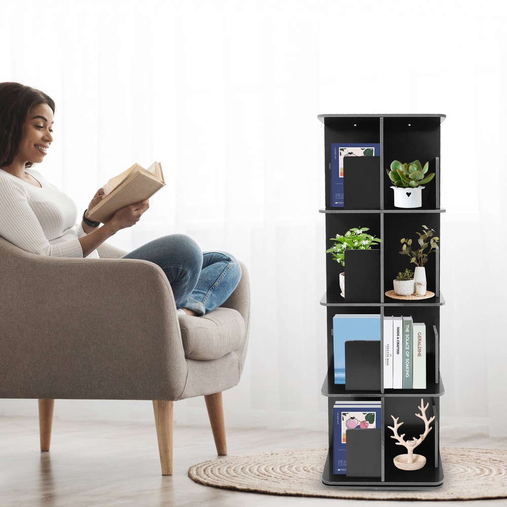 4-Tier 360° Rotating Bookcase Shelf for Office Corner 50.5in