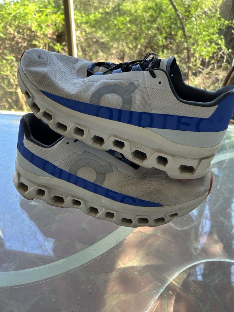 On Cloudmonster Lace-Up Running Shoe Frost Cobalt Blue White Mens Size 12.5 US