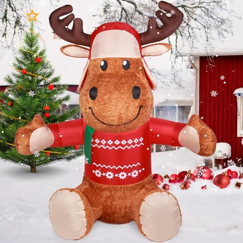 6 FT Christmas Inflatable Outdoor Decorations, Inflatables Plush Reindeer Yard