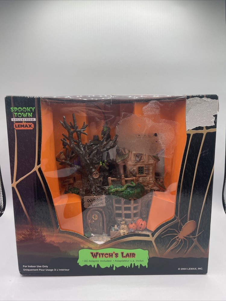 Lemax 2004 Spooky Town Lighted Witch Lair House with Halloween Sound Effects