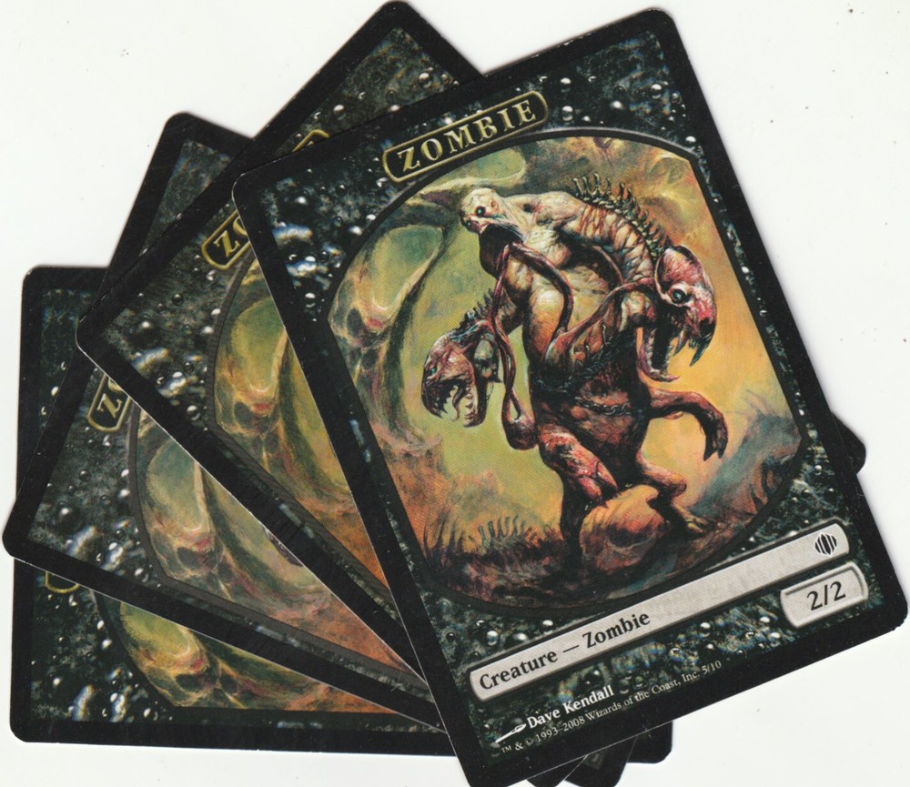 4 MTG Zombie Creature Tokens Black Playset ALA English 2008