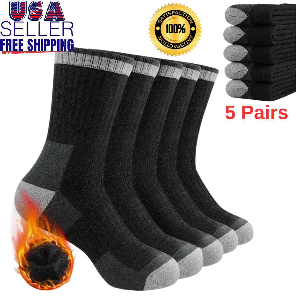 Men'Sforce Performance Work Socks 5 Pair Pack, Wicks Away Sweat, Fights Odor, L