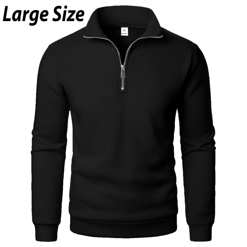 Men’s Quarter Zip Sweatshirt Long Sleeve Casual Pullover Jumper Top Winter