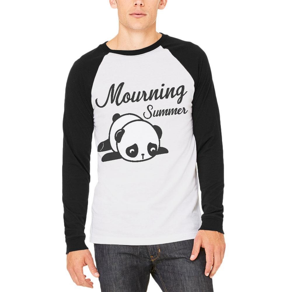 Back To School Mourning Summer Panda Mens Long Sleeve Raglan T Shirt-image