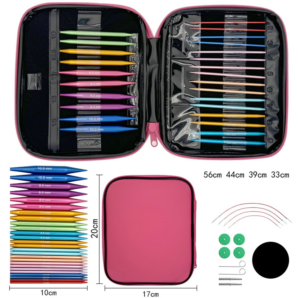 Interchangeable Circular Knitting Needles Set Round Metal Knitting Needles Kit;