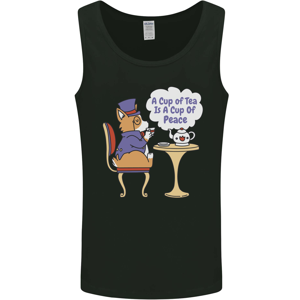 A Corgi Dog Drinking Tea Mens Vest Tank Top