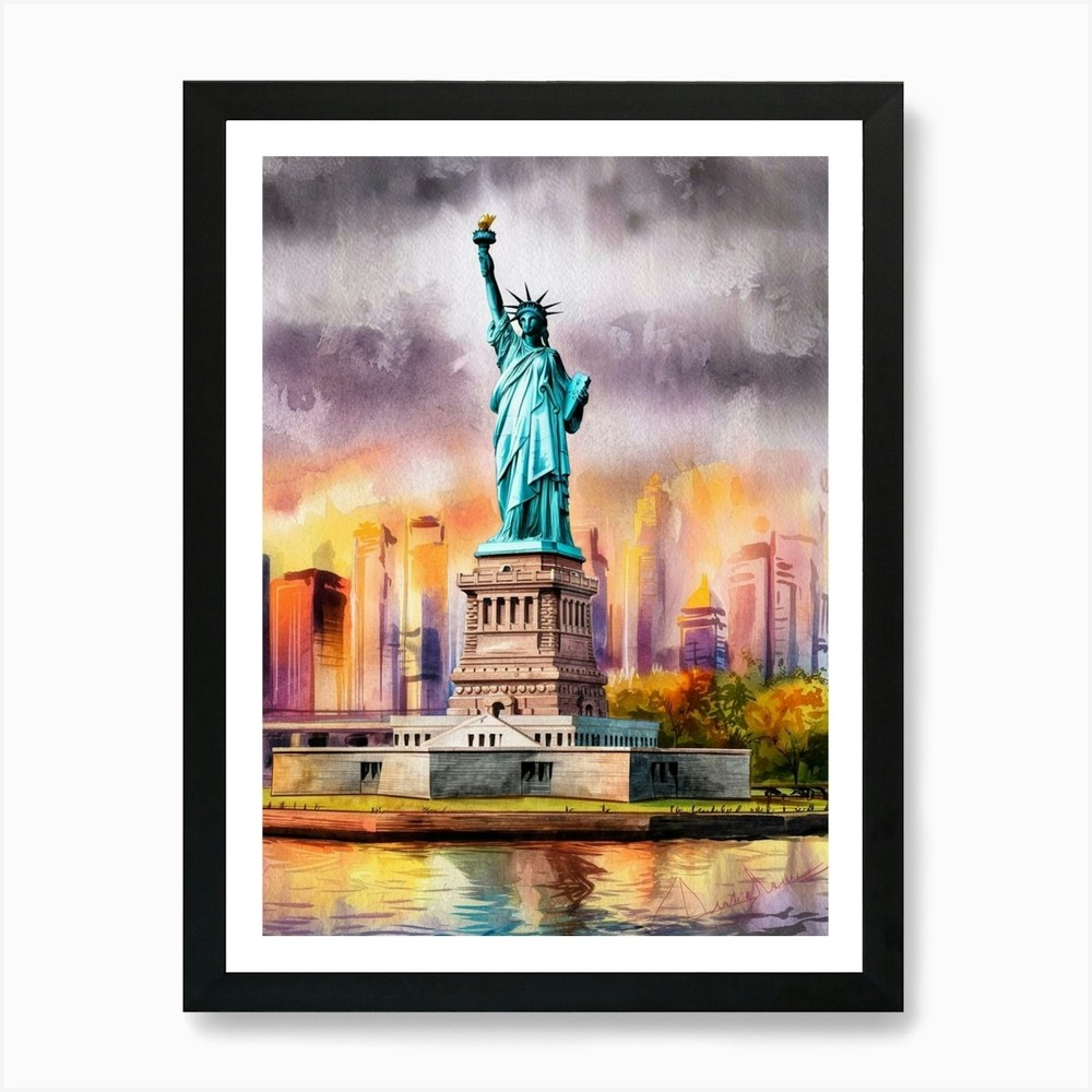 Statue of Liberty Framed Wall Art Canvas Print Poster Home Decor