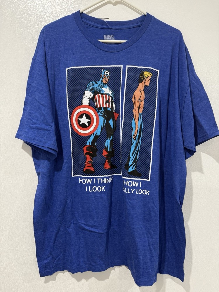 Men's Marvel captain america transformation T-Shirt XXL comic shirt 2XL