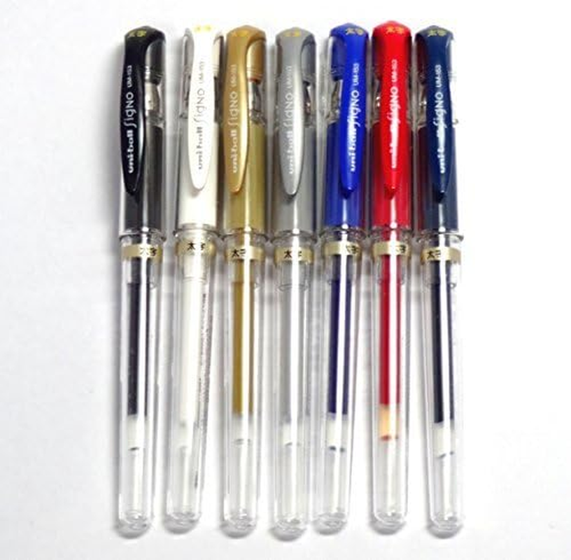 Uni-Ball Signo Broad UM-153 Gel Ink Pen, 7 Colors Set (Japan Import) [Komainu