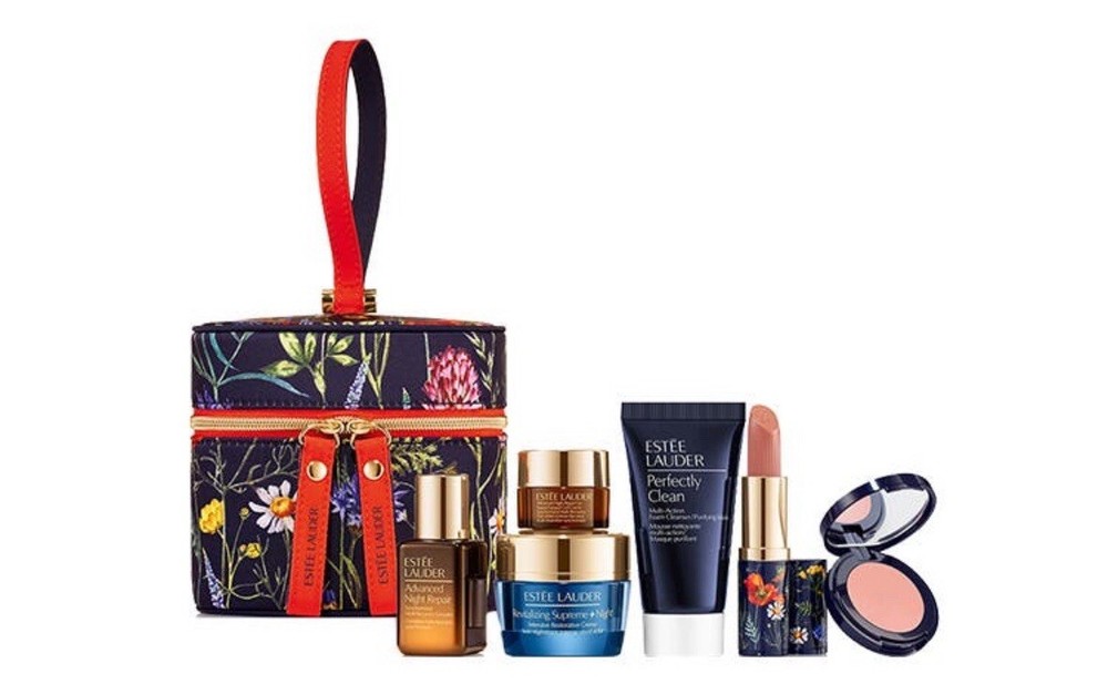 Estee Lauder 7Pcs serum & Cream,Revitalizing Supreme Night, Foam,Lipstick & Bag