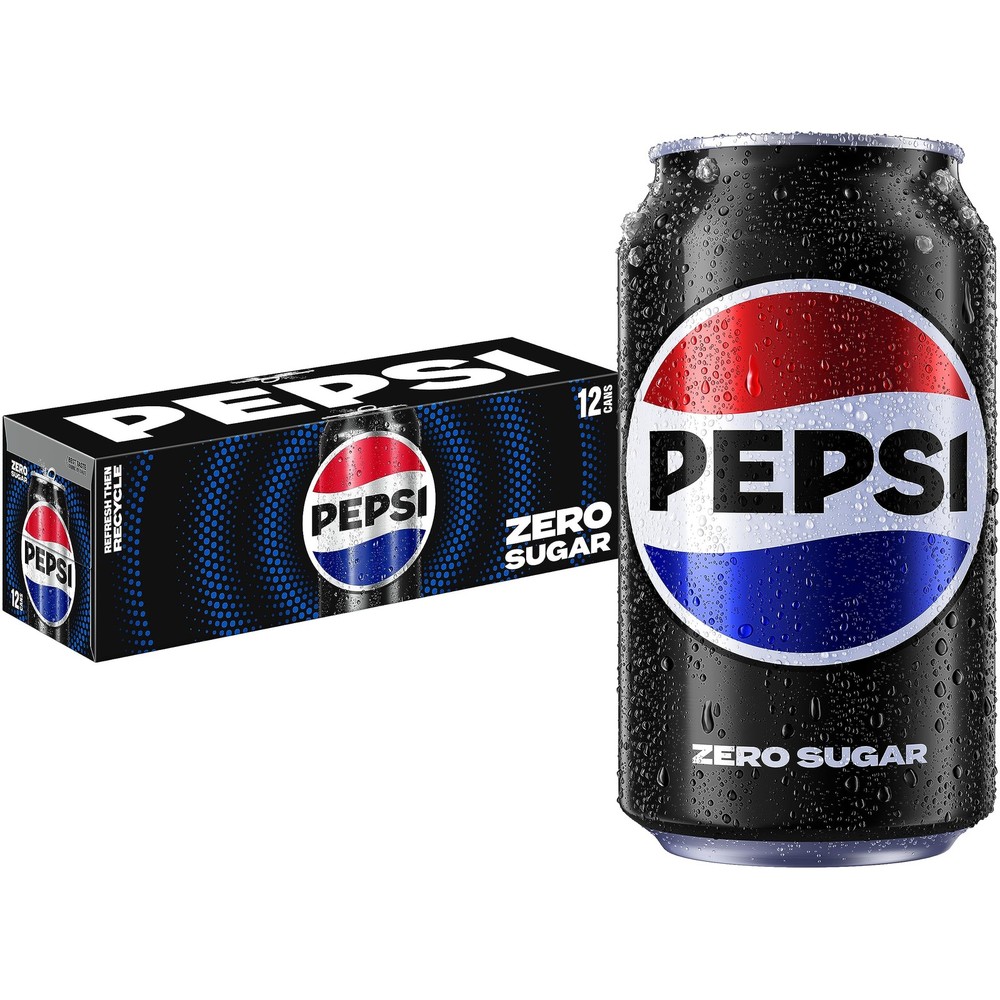 Pepsi Zero Sugar Cola Soda, 12 Fl Oz Cans 12 (Pack of 12), Rich brown