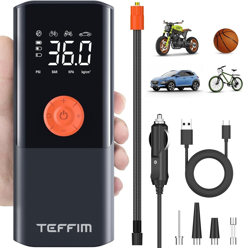 Tire Inflator Portable Air Compressor with Digital Pressure Gauge, 12V Smart Air