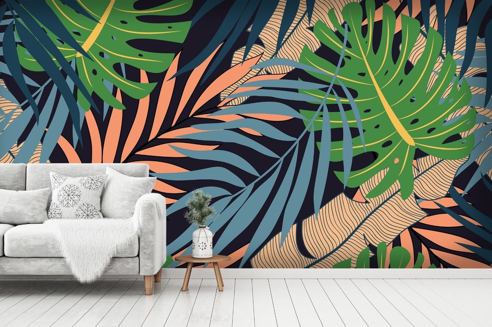 3D Plant Leaf Watercolor Wall Murals Wallpaper Murals Wall Sticker 2