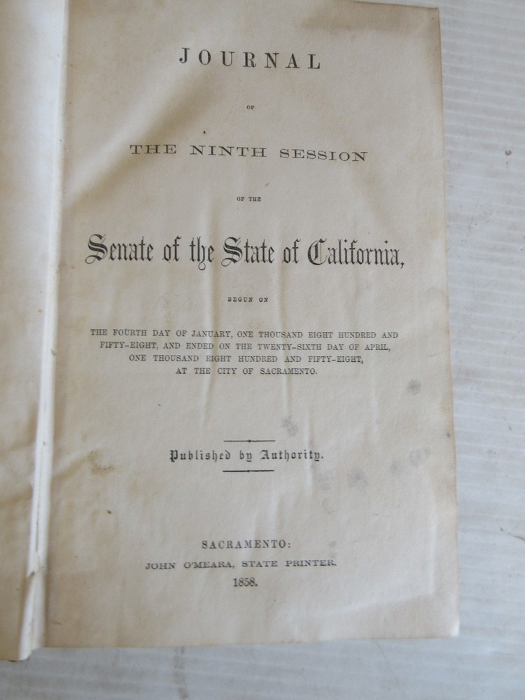 JOURNAL OF THE 9th SESSION OF THE SENATE OF THE STATE OF CALIFORNIA 1858