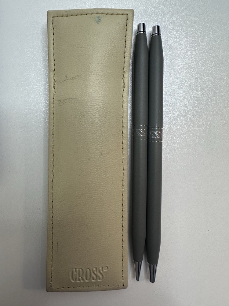 Cross Century  Gray & Silver Ballpoint Pen & 0.5mm Pencil Set In Box USA Boxed