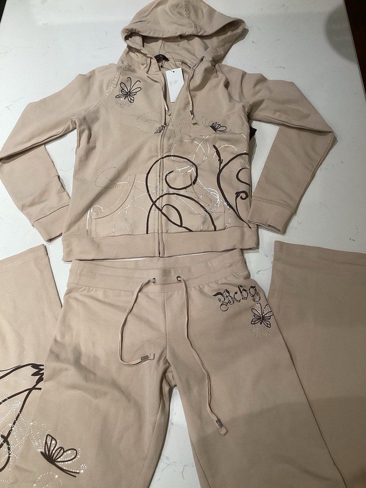 BCBG Max Azaria NWT Tapioca Hooded Tracksuit Size  L