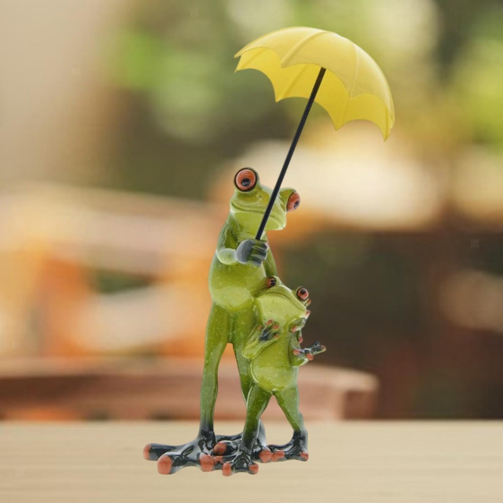 Funny Frog Resin Figurine for Indoor Outdoor Tabletop Decor Balcony Patio