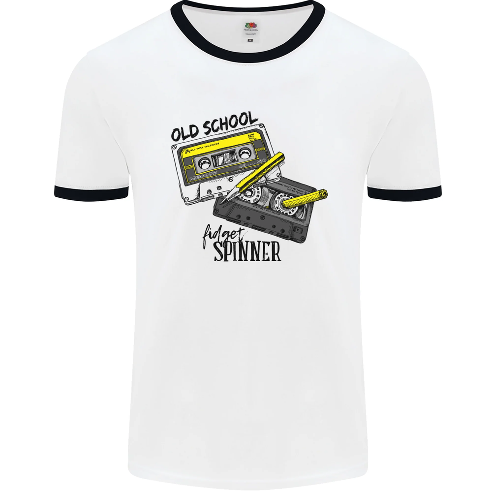 Retro 80s Music Cassette Old School Spinner Mens Ringer T-Shirt