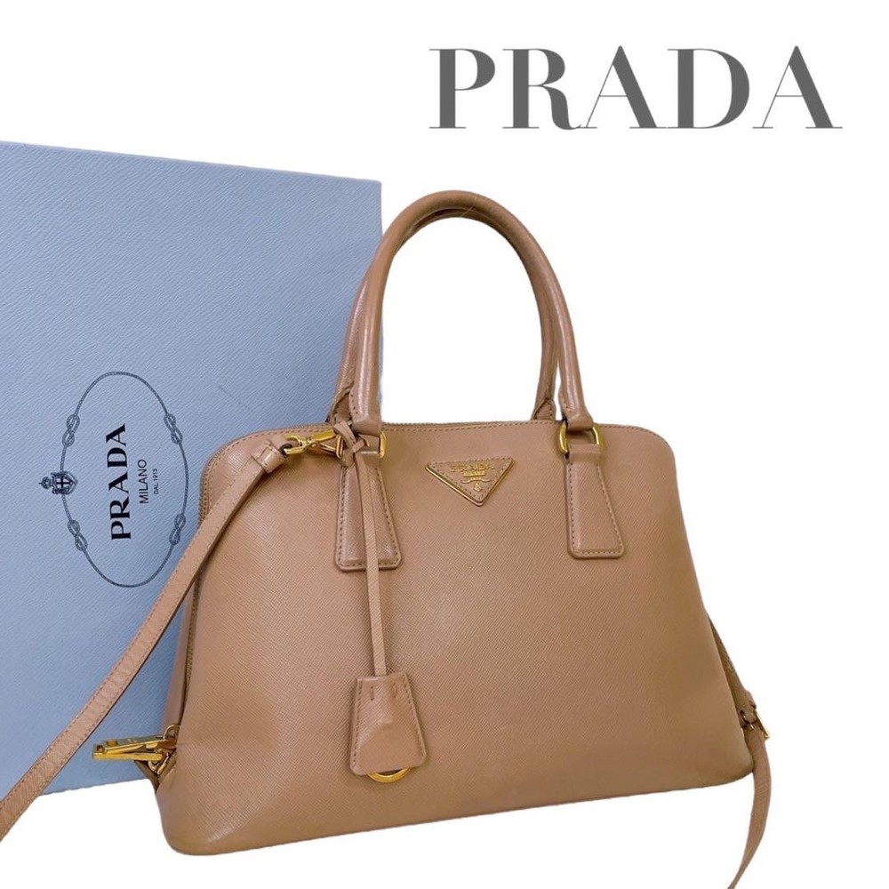 Prada Promenade Saffiano Leather Pink Handbag AB Authentic Near Mint