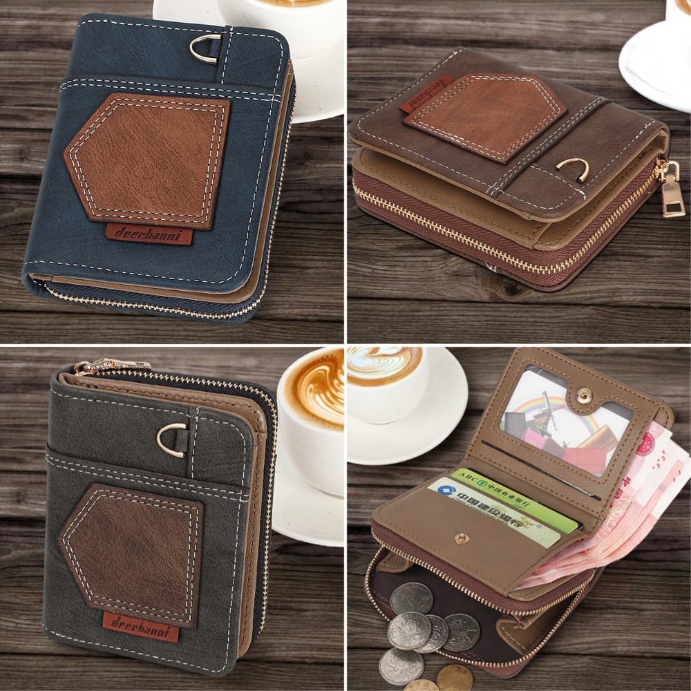 Waterproof Mens RFID Blocking Leather Wallet Credit Card ID Holder Zipper Purse