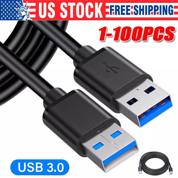 USB 3.0 A Male to Male Super Speed Data Transfer & Charging Cable Metal