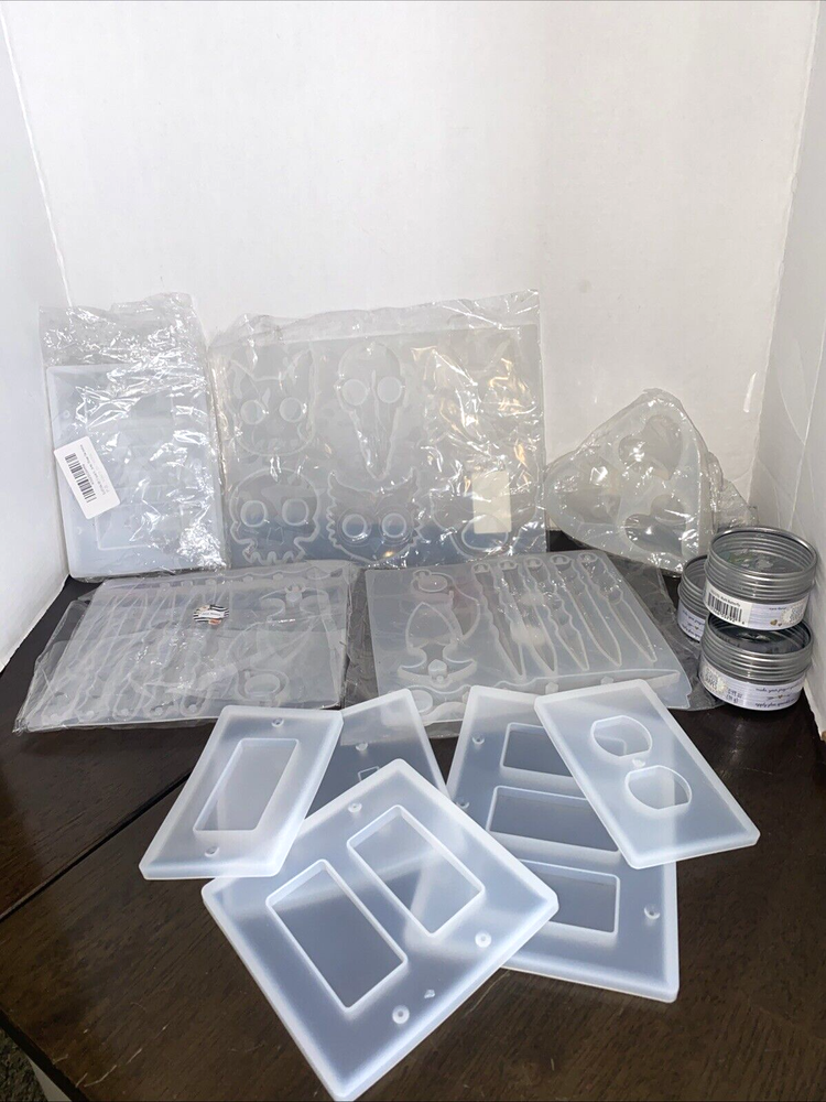 15 Silicone Resin Molds Light Switches Keychains 3 Cans Sequin Shapes Butterfly