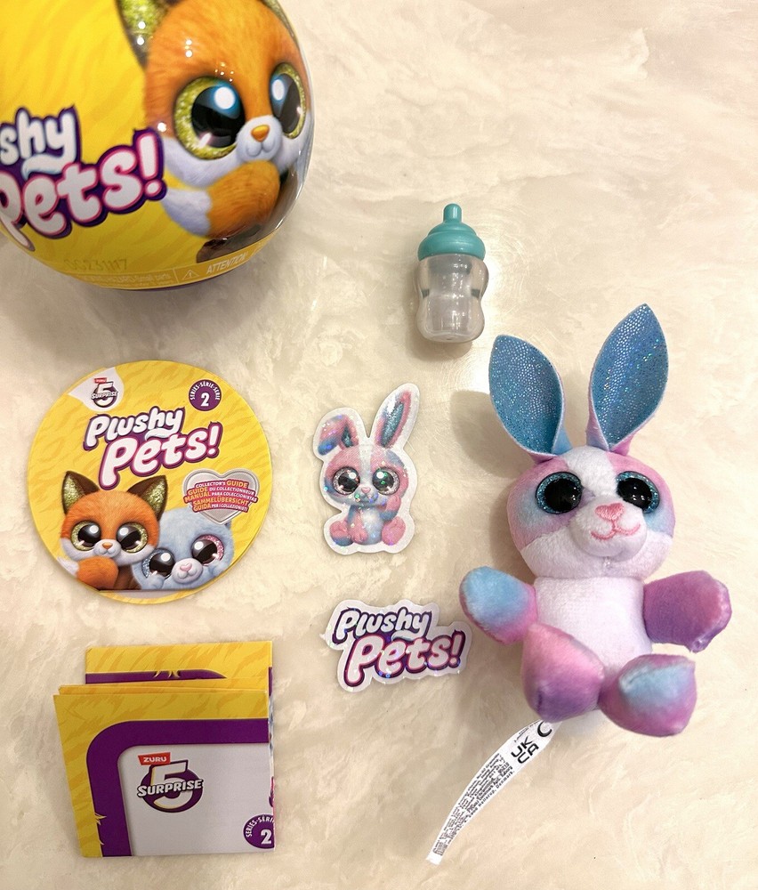 Bunny Rabbit Set Zuru 5 Surprise NEW Plushy Pets Series 2 green bottle stickers