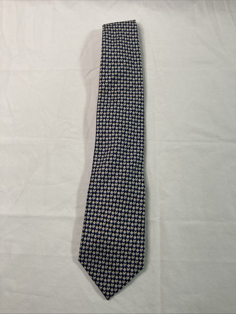 Stafford Men’s Big & Tall Silk Blue And  Gold-ish Geometric Pattern