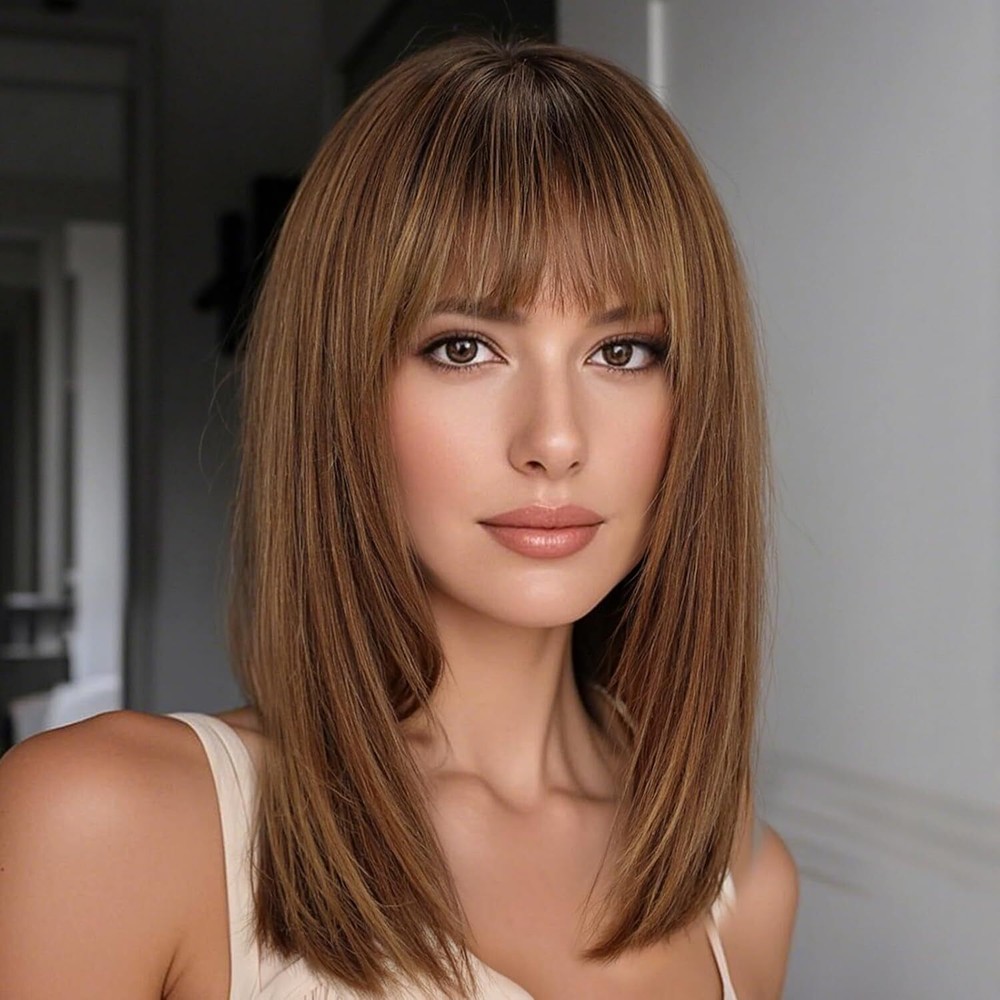 Ombre Dark Brown Human Hair Wigs for Women 13x4 Lace Front Wig