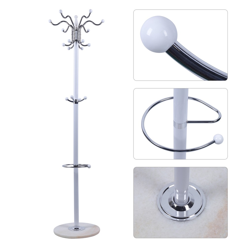 16-Hook Metal Coat Rack Tree Stand for Hats Bags Umbrellas & Home Storage