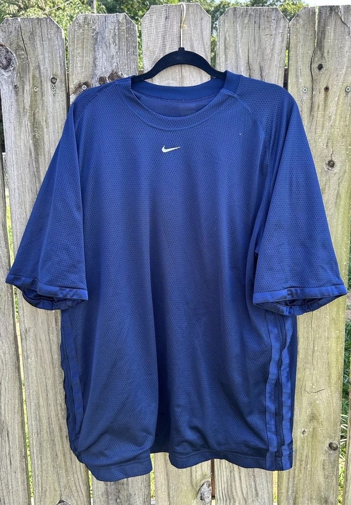 Y2K Nike Basketball Shirt Men's Navy Athletic Jersey Center Swoosh Large