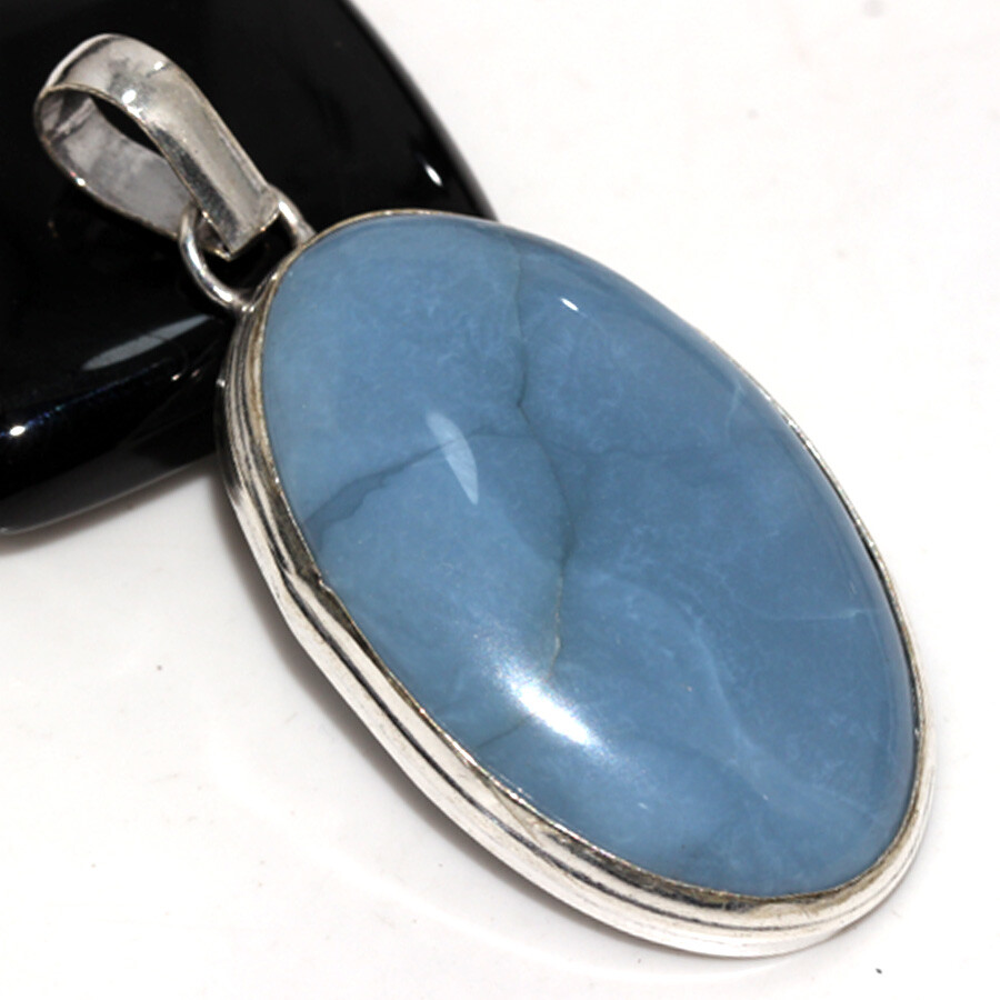 925 Silver Plated Owhyee Blue Opal Ethnic Pendant Handmade Jewelry Size 2