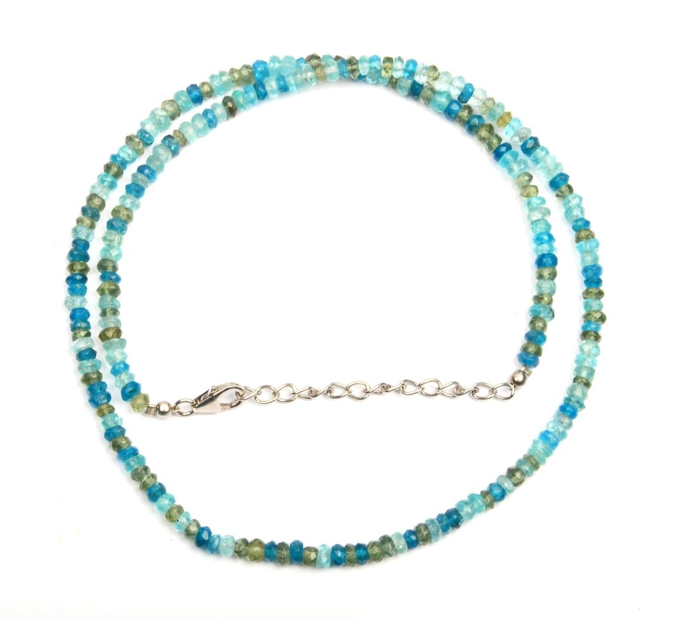 Rare Multi Apatite Necklace 18 Inch 4 MM Beads Adjustable length 925 Silver Lock