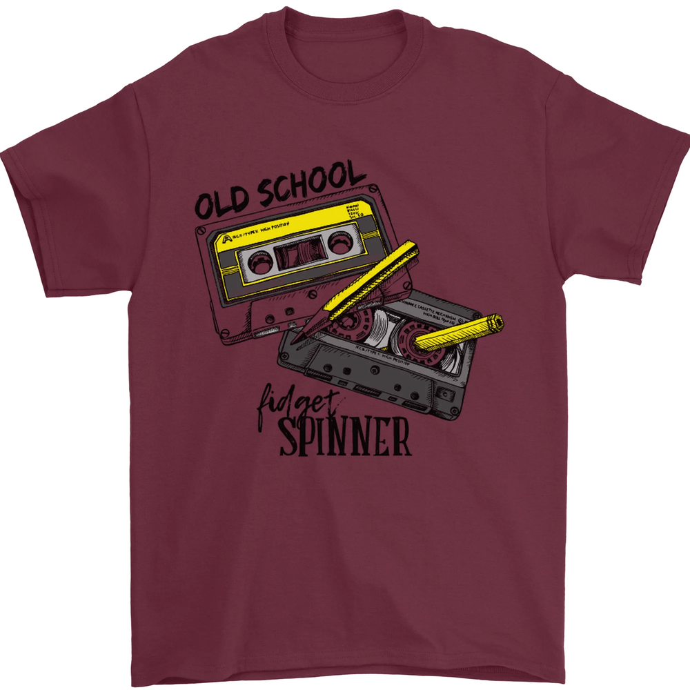 Retro 80s Music Cassette Old School Spinner Mens T-Shirt 100% Cotton