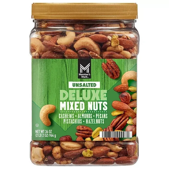 Members Mark Deluxe Unsalted Mixed Nuts 34oz - Free Shipping Included-image