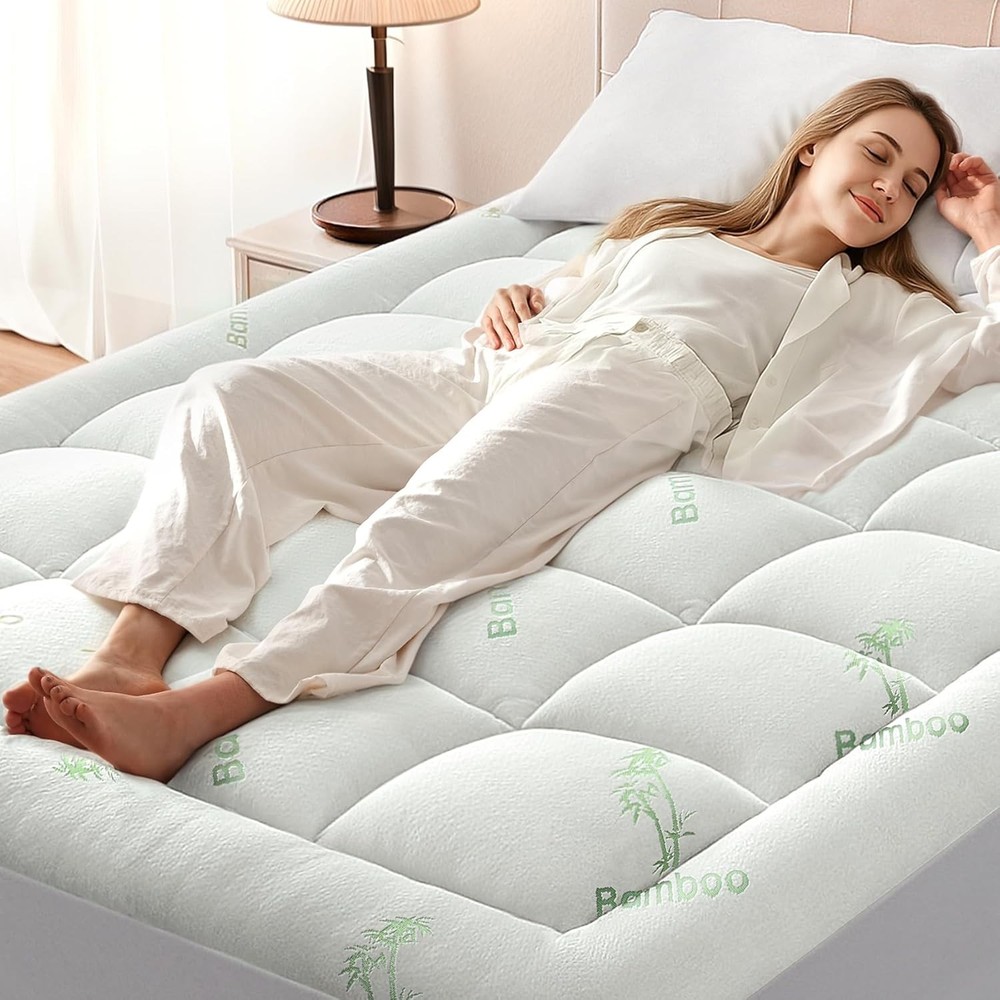 Anluoer Queen Memory Foam Mattress Topper for Back Pain Relief in Cooling White Rayon  