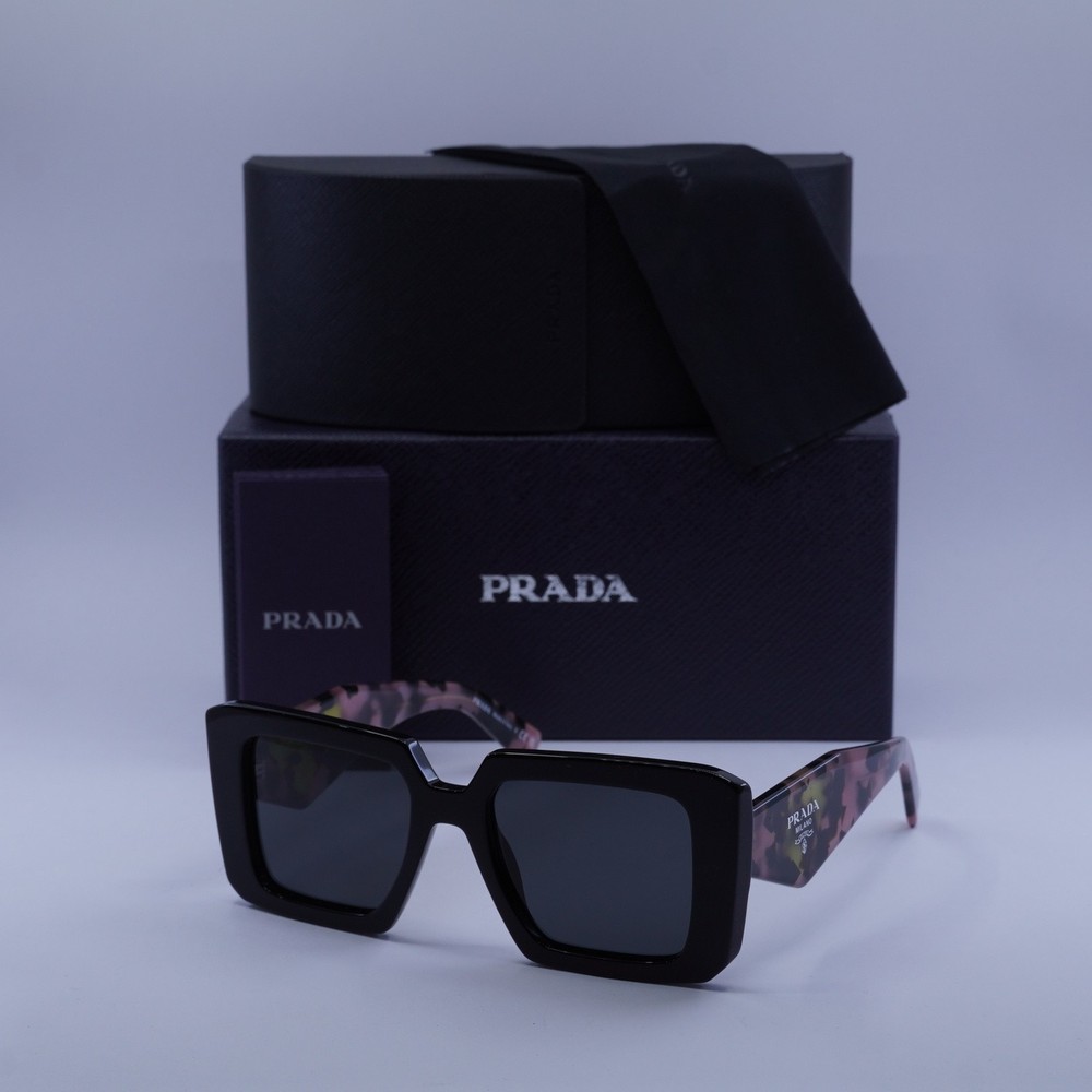 Prada PR23YS 1AB5S0 Sunglasses Black Dark Grey 51-19-140 New Authentic
