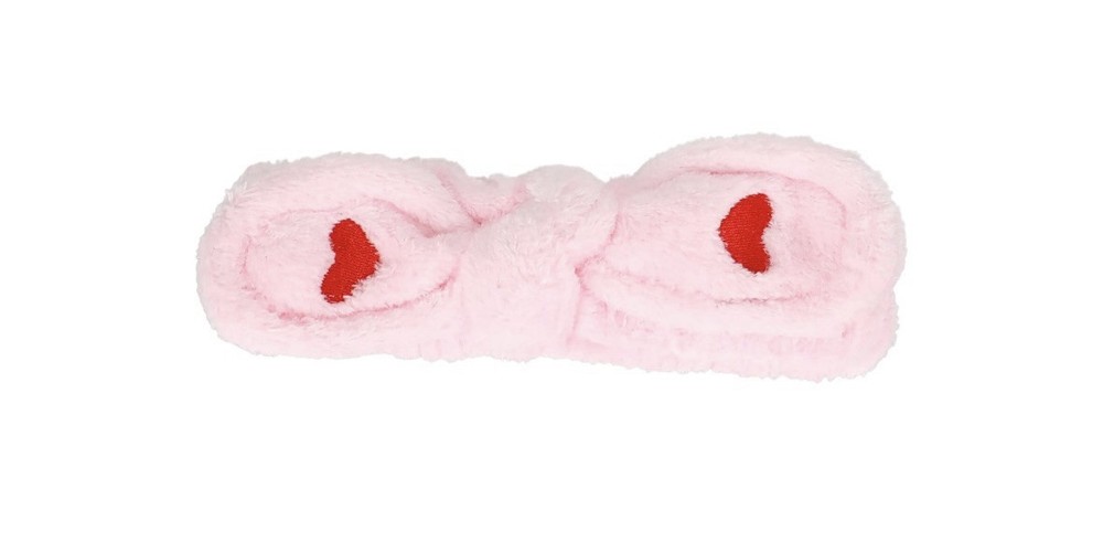 Pink Spa Skincare Headband with Hearts for Self-Care Makeup or Party Favors