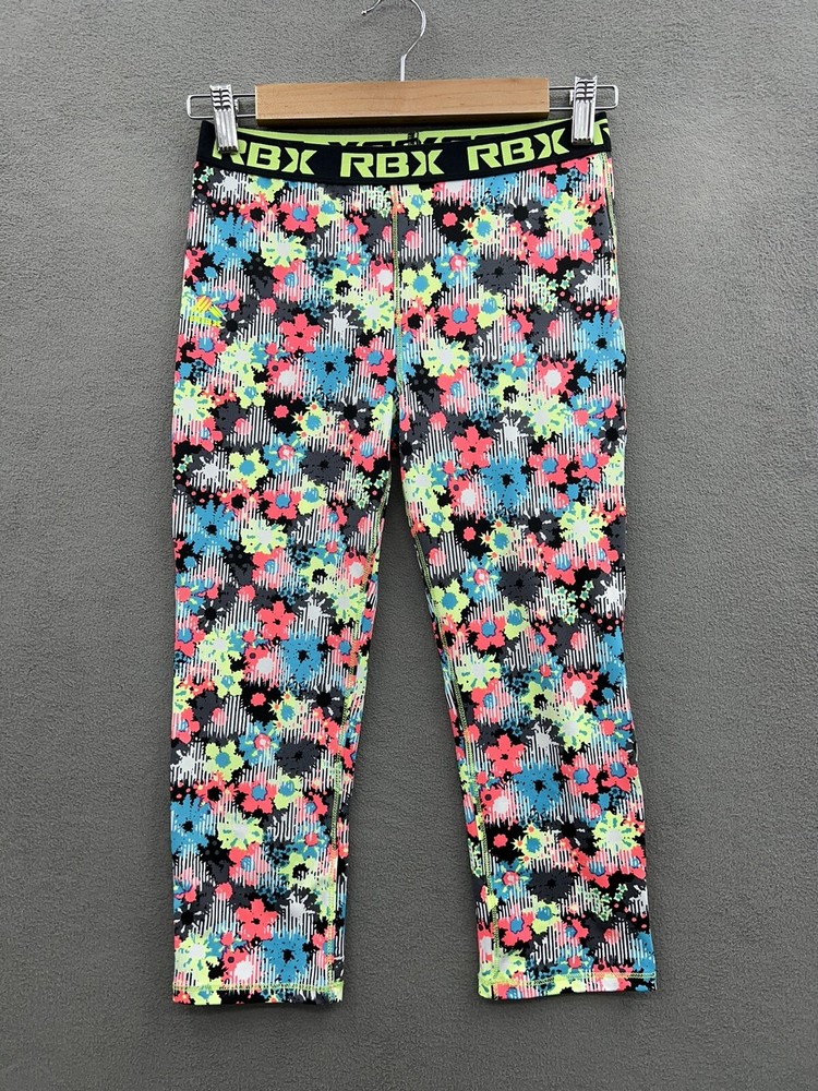 Reebok Girls Youth Large 14/16 Capri Leggings Bright Colorful Floral