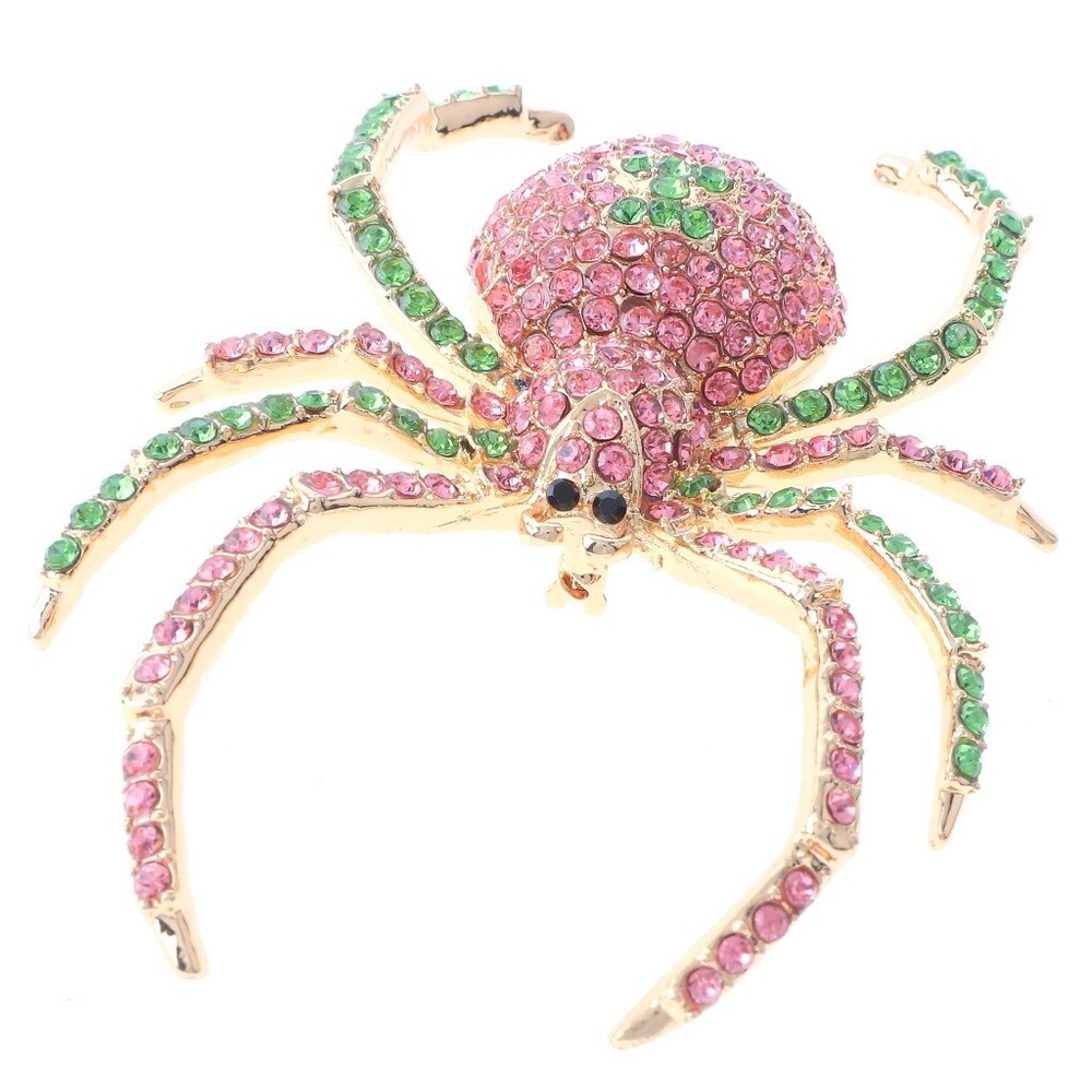 Gold Tone Metal Spider Rhinestone Brooch P1305-GPK
